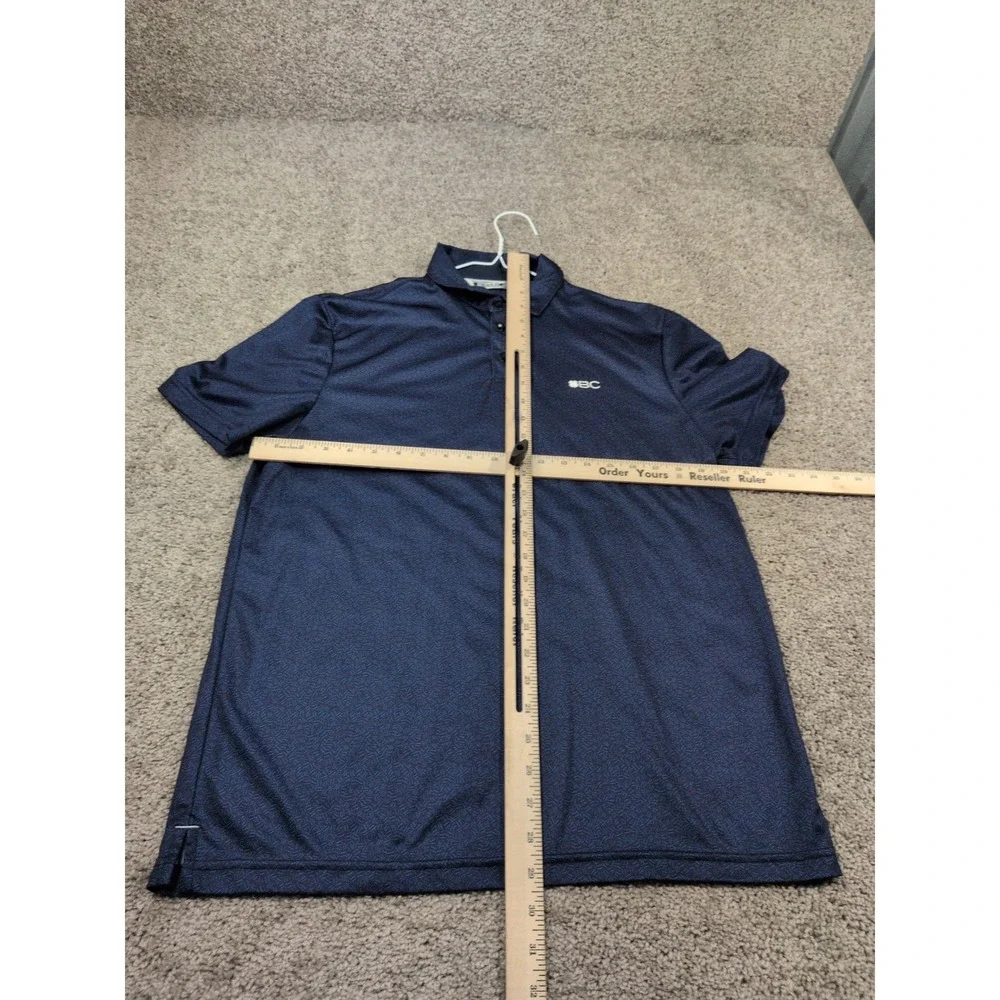 Black Clover Mens Live Lucky Golf Polo Navy Blue Geometric‎ Pattern Size M BC
